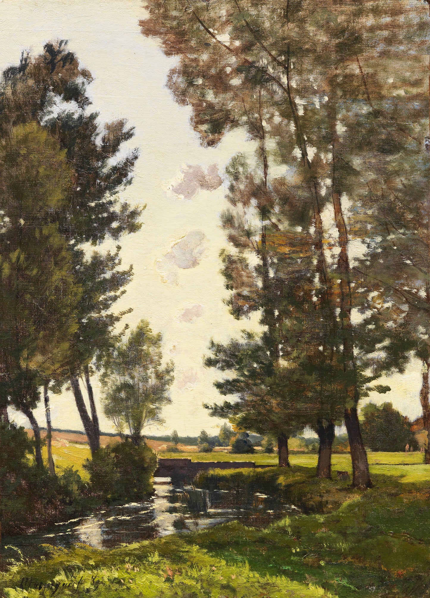 Henri Joseph HARPIGNIES « Paysage au Ruisseau »