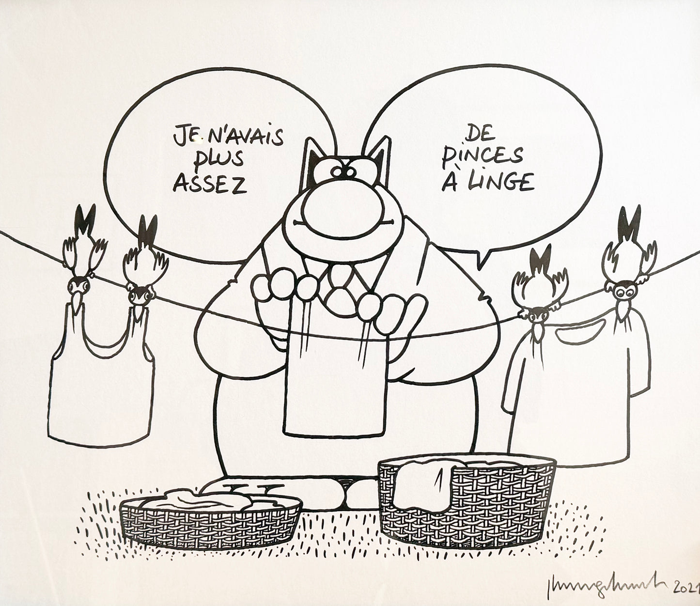 Philippe GELUCK "Oiseaux, pince à linge"